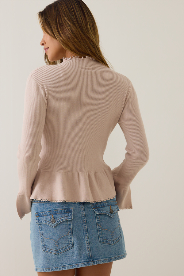 Rhiannon Ribbed Mockneck Babydoll Top Detail 4 - Altar'd State
