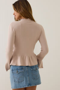 Rhiannon Ribbed Mockneck Babydoll Top Detail 4 - Altar'd State