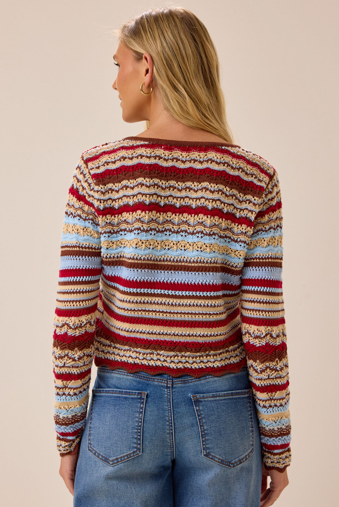Moore Multi Stripe Crochet Cardigan