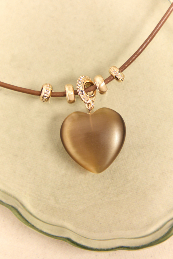 Greer Cord Heart Pendant Necklace Detail 2 - Altar'd State