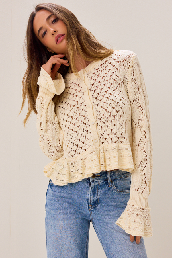 Penelope Pointelle Cardigan Detail 2 - Altar'd State