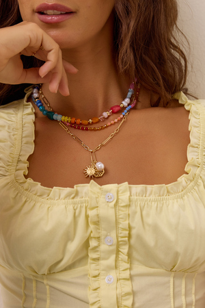 Chloe Beaded Layered Sun and Pearl Necklace - Altar'd State