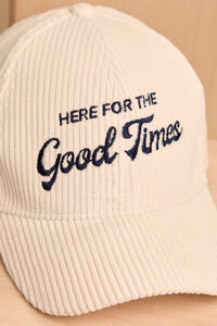 Here for the Good Times Cord Baseball Hat Detail 2 - Altar'd State