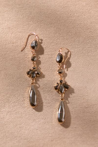 Black Crystal Linear Drop Earrings - Altar'd State