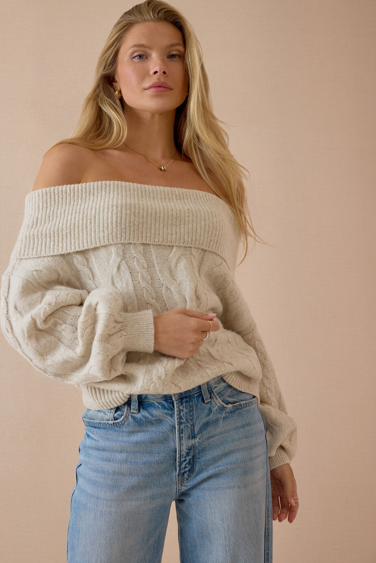 Banks Cable Fold Over Sweater