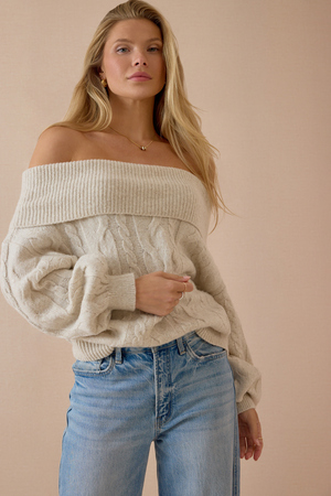Banks Cable Fold Over Sweater - Altar'd State