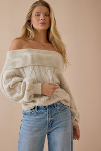 Banks Cable Fold Over Sweater Detail 4 - Altar'd State