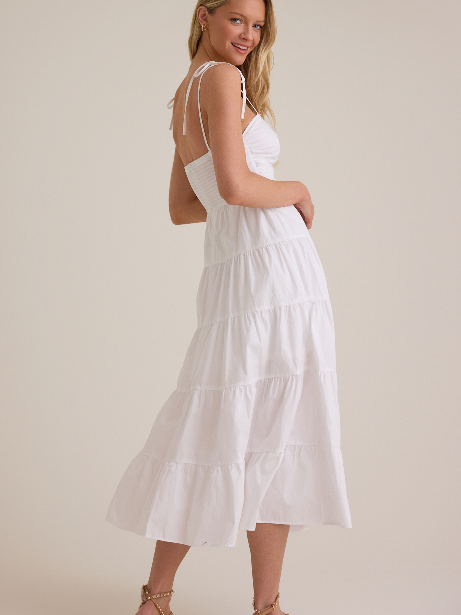 Alivia Cutout Midi Dress in White | Altar'd State