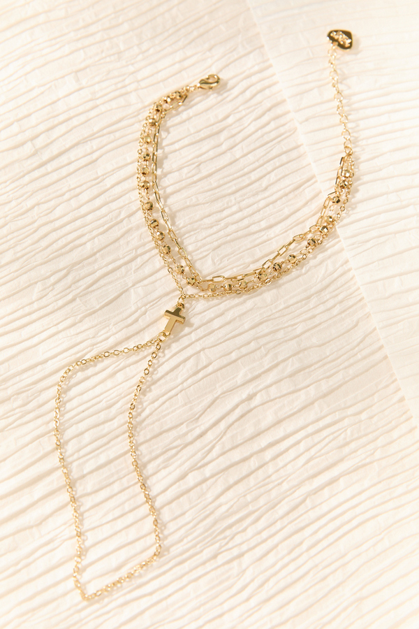 Cross Beaded Layered Hand Chain - Altar'd State