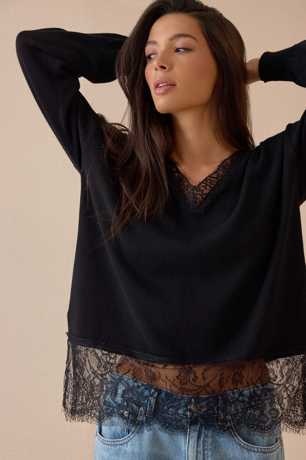 Harley Lace Trim Sweater - Altar'd State