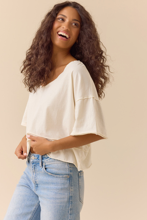 Cassandra V-Neck Boxy Tee - Altar'd State - 