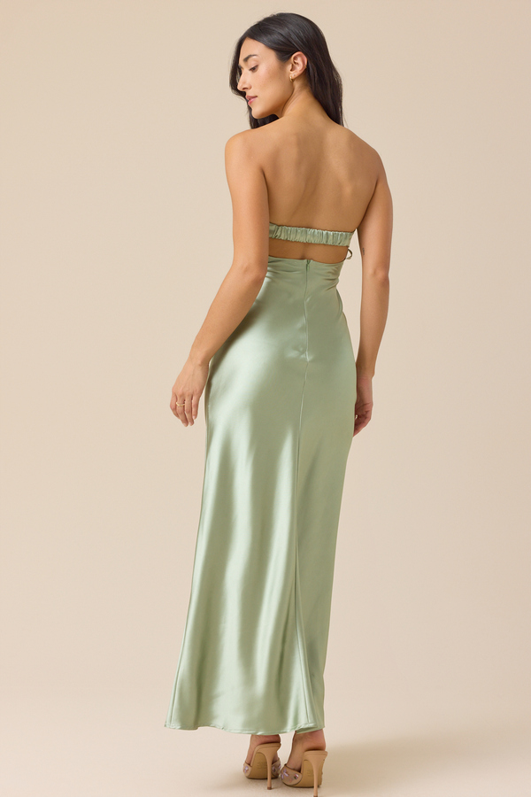 Paityn Strapless Maxi Dress in Sage | Altar'd State