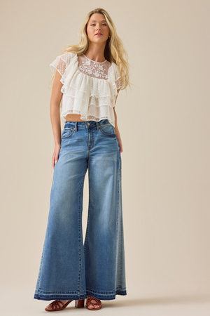 Brooklyn Dot Mesh Embroidered Top - Altar'd State - 