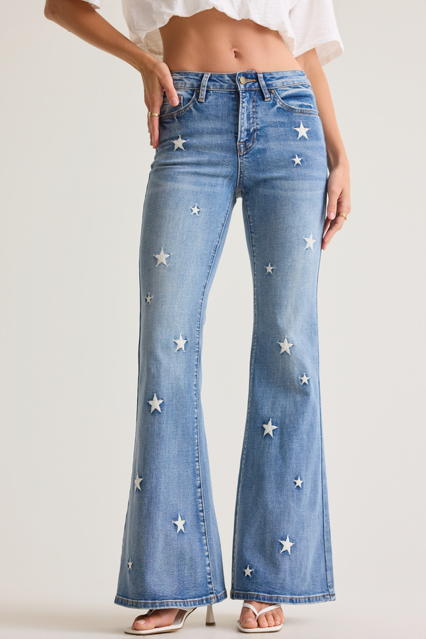 Jessica Star Embroidered Jeans Detail 4 - Altar'd State