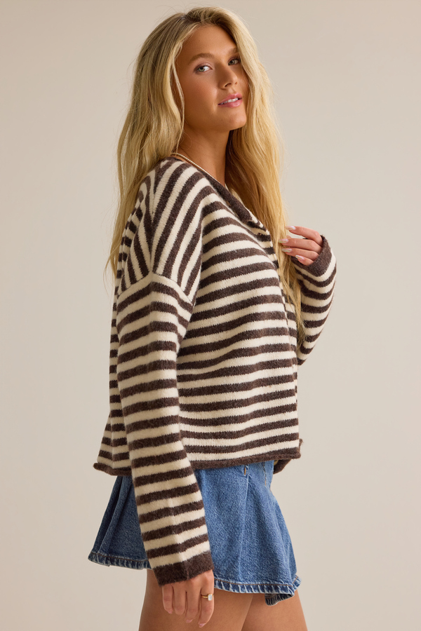 Madeline Striped Cardigan Detail 5 - Altar'd State