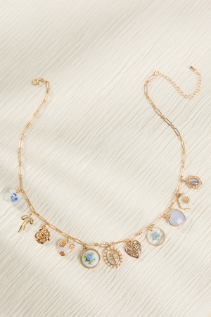 Antique Blue Floral Charm Necklace - Altar'd State - 