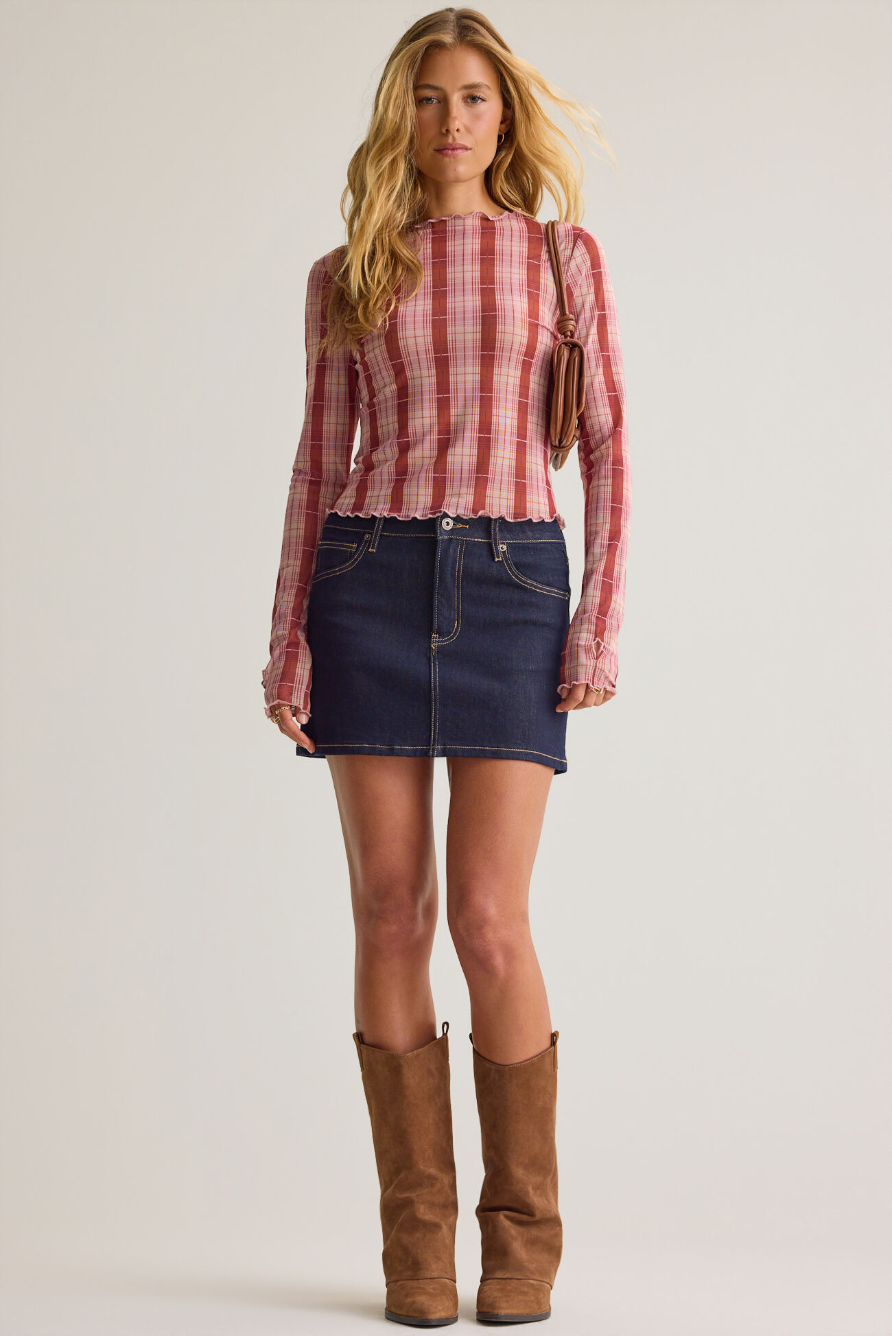 Darcy Mesh Plaid Top