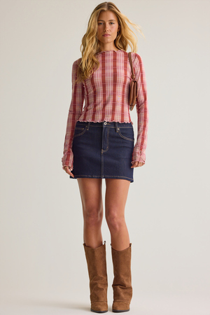 Darcy Mesh Plaid Top - Altar'd State - 
