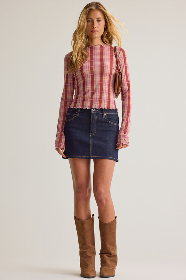 Darcy Mesh Plaid Top Detail 2 - Altar'd State