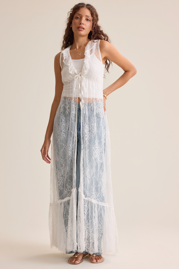 Estelle Lace Tie-Front Kimono - Altar'd State