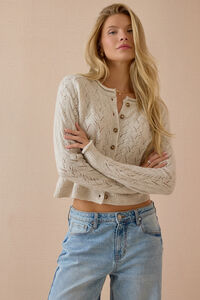Elara Pointelle Button Up Cardigan - Altar'd State