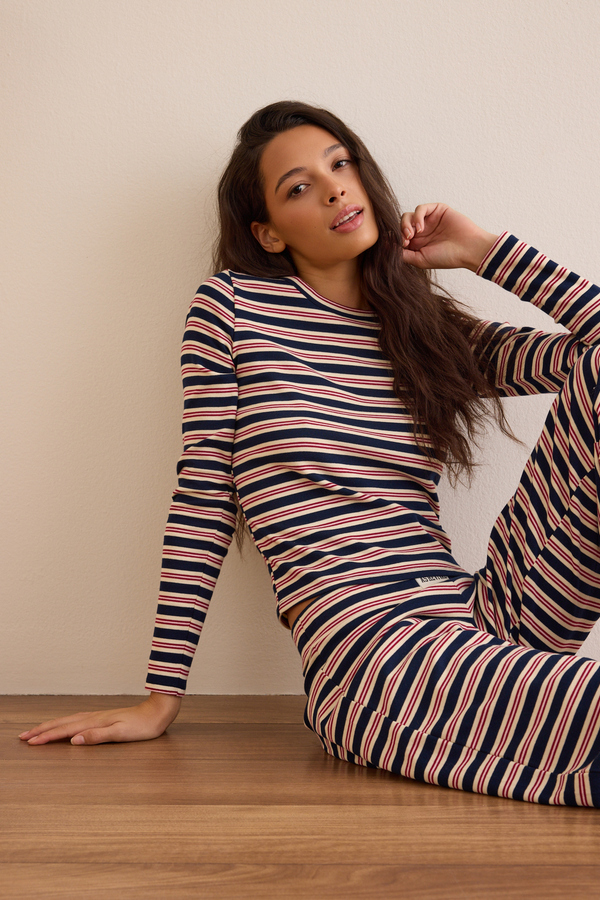 Classic Coast Stripe Long Sleeve Tee Detail 5 - Altar'd State