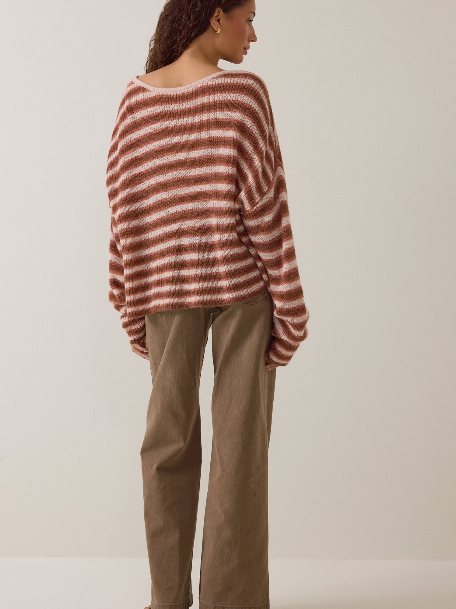 Elora Striped Oversized Sweater in Spice Multi | Altar'd State