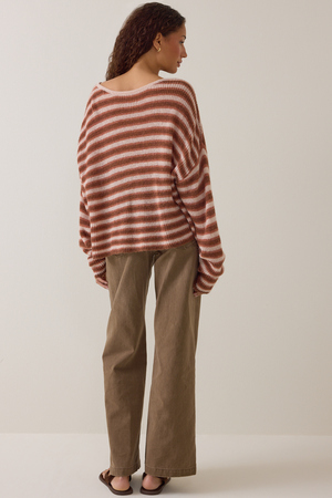 Elora Striped Oversized Sweater - Altar'd State - 