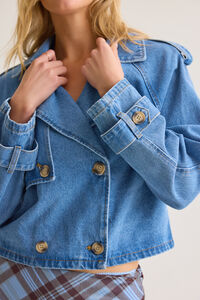 Margot Cropped Denim Trench Detail 2 - Altar'd State