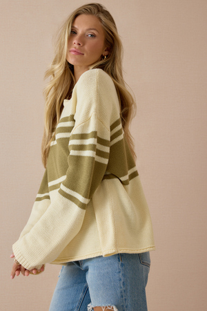 Nala Oversized Stripe Sweater - Altar'd State - 