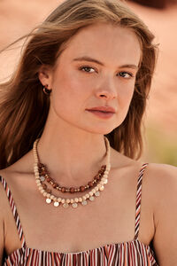 Hazel Beaded Coin Necklace - Altar'd State