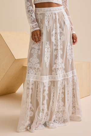 Arissa Floral Embroidered Maxi Skirt - Altar'd State