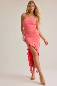 1 state ruffle midi dress 1. STATE Halter Neck Sleeveless Ruffle Midi Dress