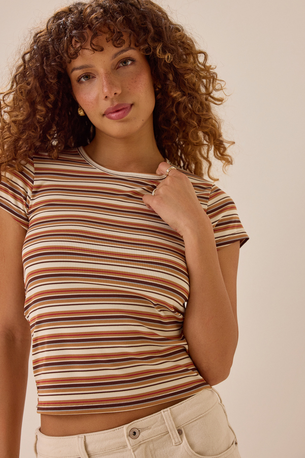 Marleigh Stripe Tee Detail 2 - Altar'd State
