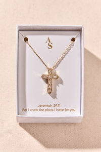 18K Gold Dipped Crystal Glitz Cross Necklace - Altar'd State