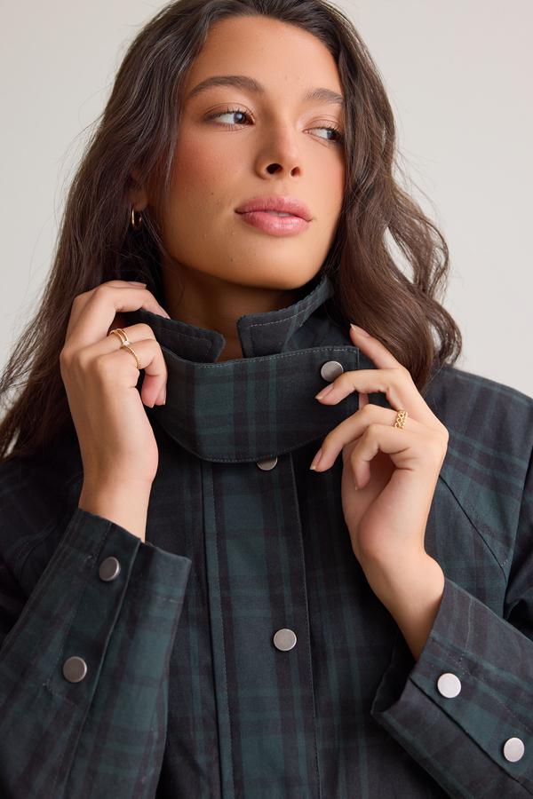 Elizabeth Plaid Barn Jacket Detail 3 - Altar'd State