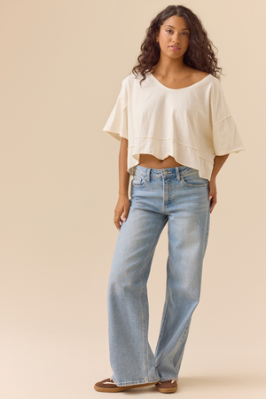 Cassandra V-Neck Boxy Tee - Altar'd State - 