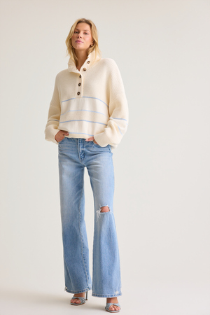 Lottie Stripe Button Up Sweater - Altar'd State - 