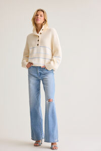 Lottie Stripe Button Up Sweater Detail 2 - Altar'd State