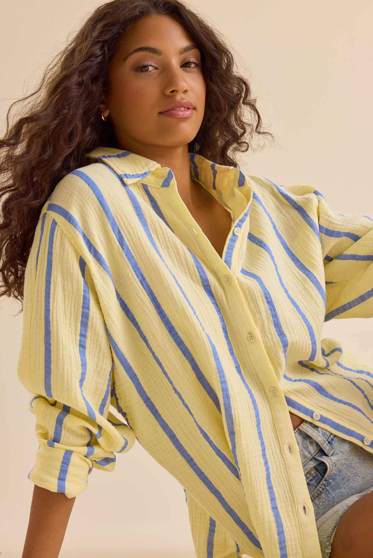 Vienna Striped Button Down Top