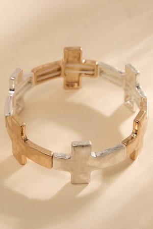 Hammered Cross Stretch Bracelet - Altar'd State - 