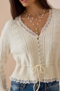 Tobi Pointelle Button Cardigan Detail 2 - Altar'd State
