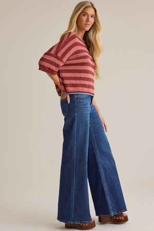 Azlyn Multi Stripe Sweater Tee - Altar'd State - 