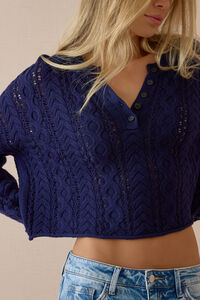 Stormie Textured Henley Sweater - Altar'd State
