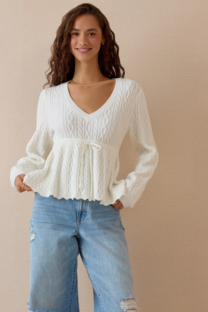 Hayley Knit Tie Sweater - Altar'd State - 