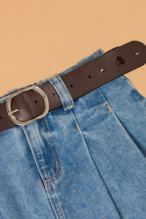 Hadley Pleated Denim Skort - Altar'd State - 