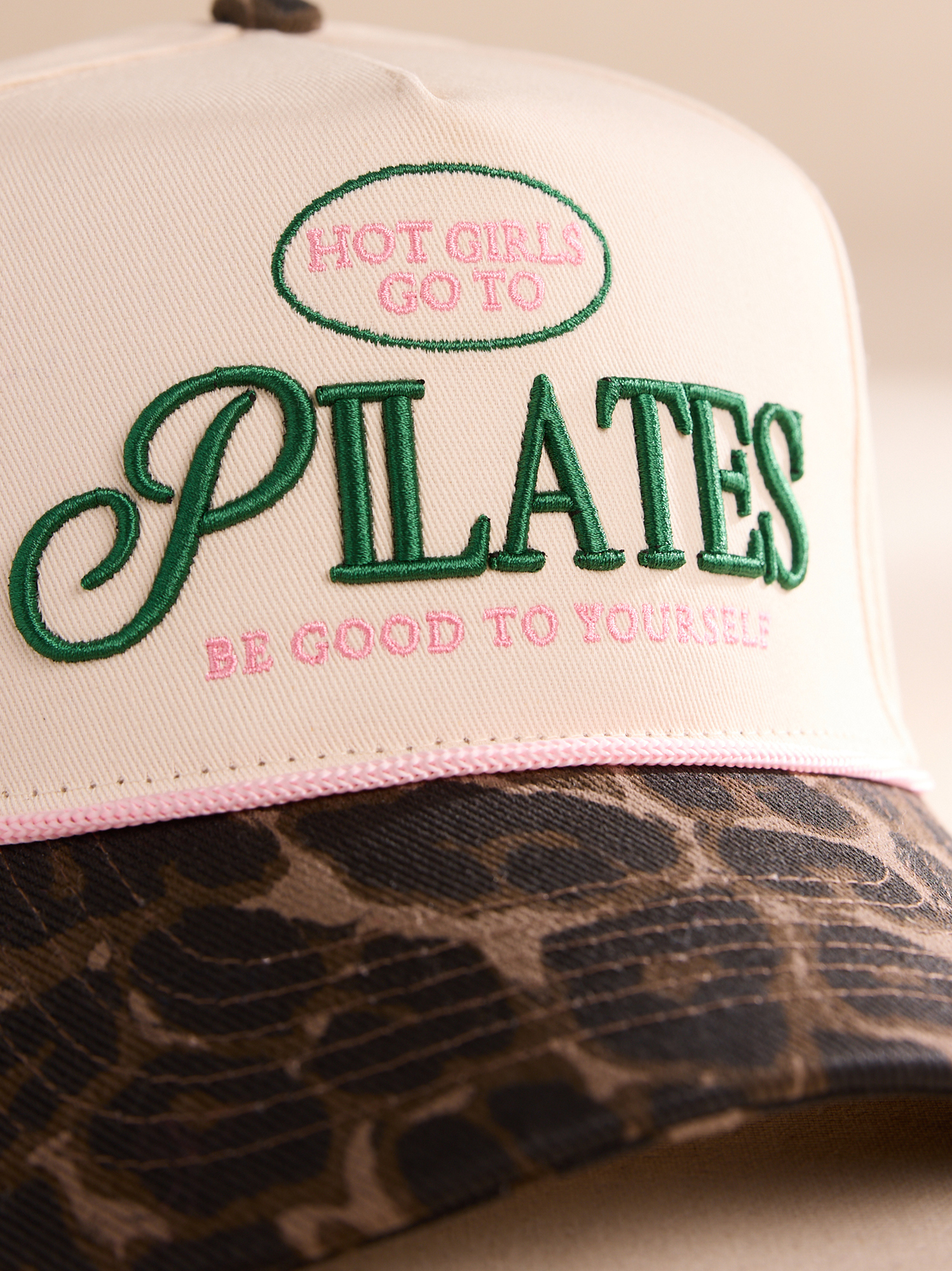 Leopard Pilates Trucker Hat in Pink Multi | AS Revival display picture 3