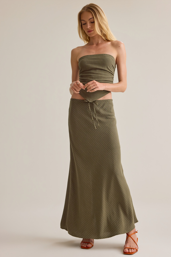 Merit Linen Stripe Midi Skirt Detail 3 - Altar'd State