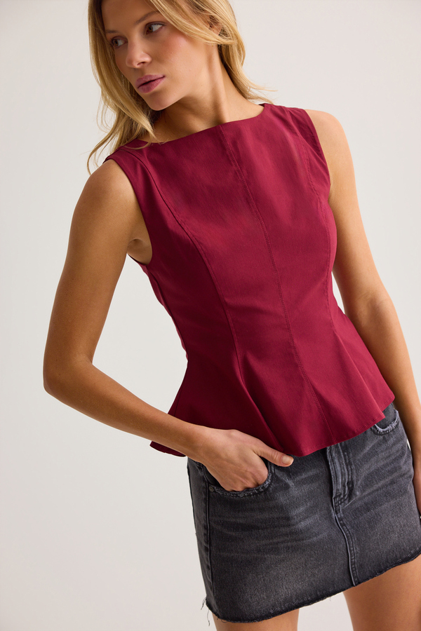 Vanessa Peplum Boatneck Top Detail 3 - Altar'd State