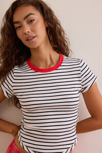 Baseline Striped Baby Tee Detail 2 - Altar'd State